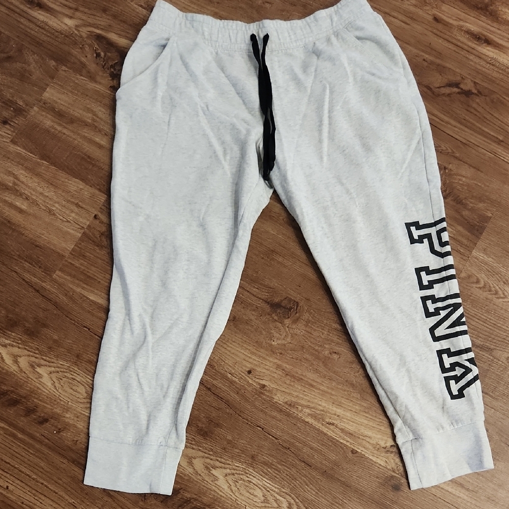 Victoria's Secret Light Gray Joggers with Black Accents